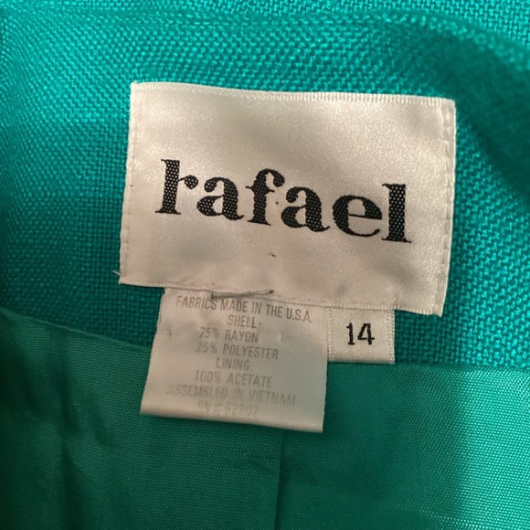 RAFAEL Green and Cream Blazer with 3/4 Sleeves 14 - Picture 3 of 6